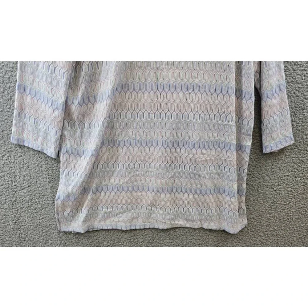 Kasper Plus Size Chevron-Knit Tie-Front Cardigan Women's 2X Blue Lotus Multi